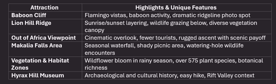 Lake Nakuru Attraction highlights Lake Nakuru attraction highlights