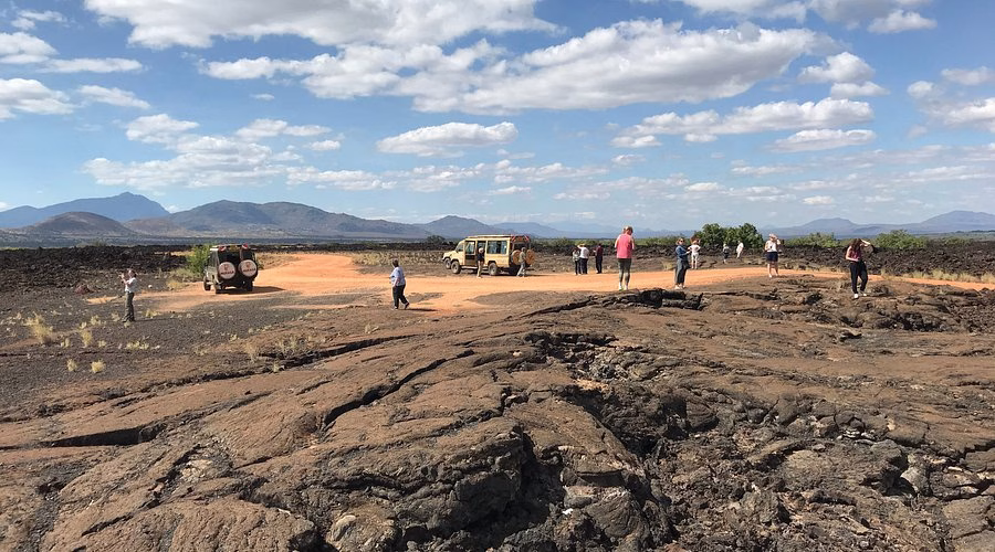 tourists at shetani lava flow